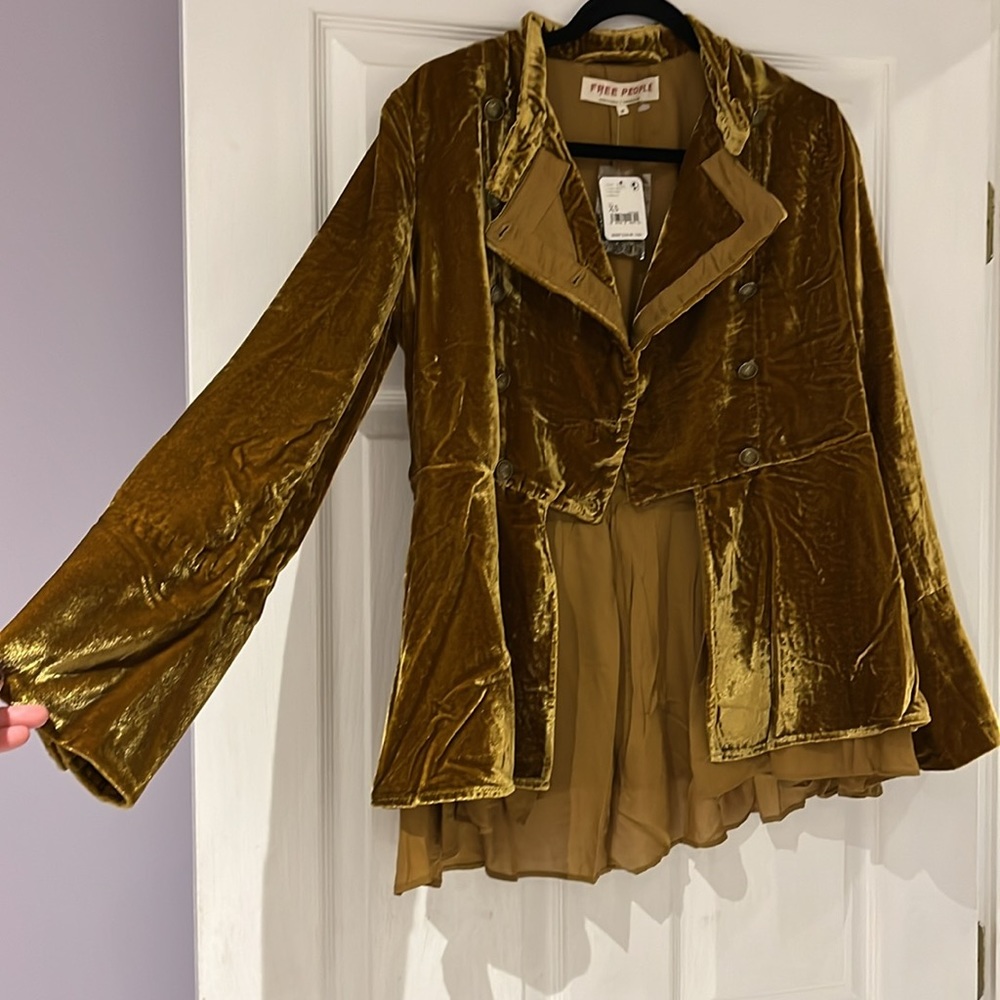 Free People Faye Velvet Jacket In Warm Tobacco Size XS - Picture 8 of 8